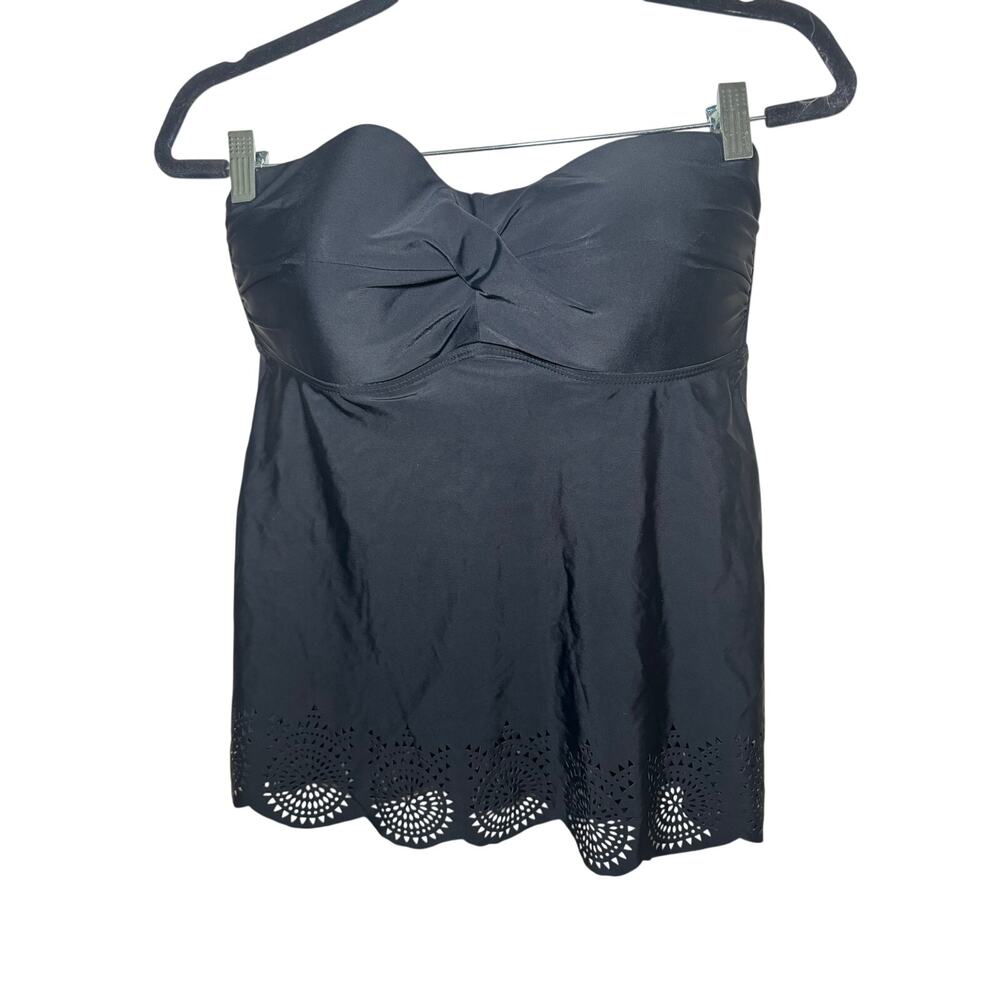 Merona ruffle edge black halter tankini top woman Large no strap
